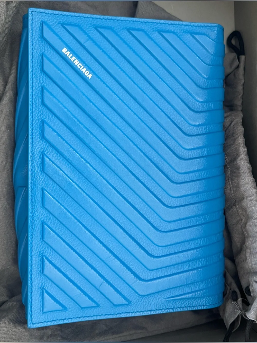 Balenciaga Electric Blue Chevron Leather Cross Body Bag